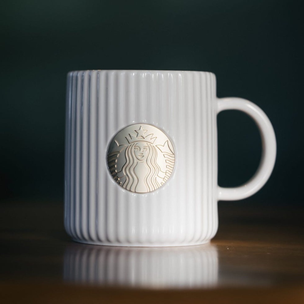 Starbucks White Pleated Ceramic Holiday 2025 Mug